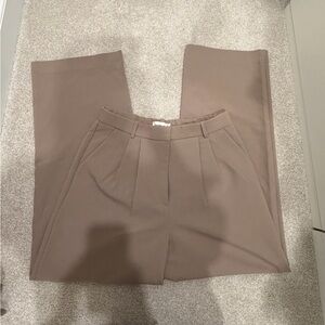 Abercrombie & Fitch Beige High-Rise Pleated Pants